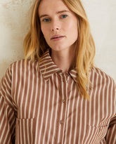 CAMICIA IN COTONE RIGATO COLOR CIOCCOLATO